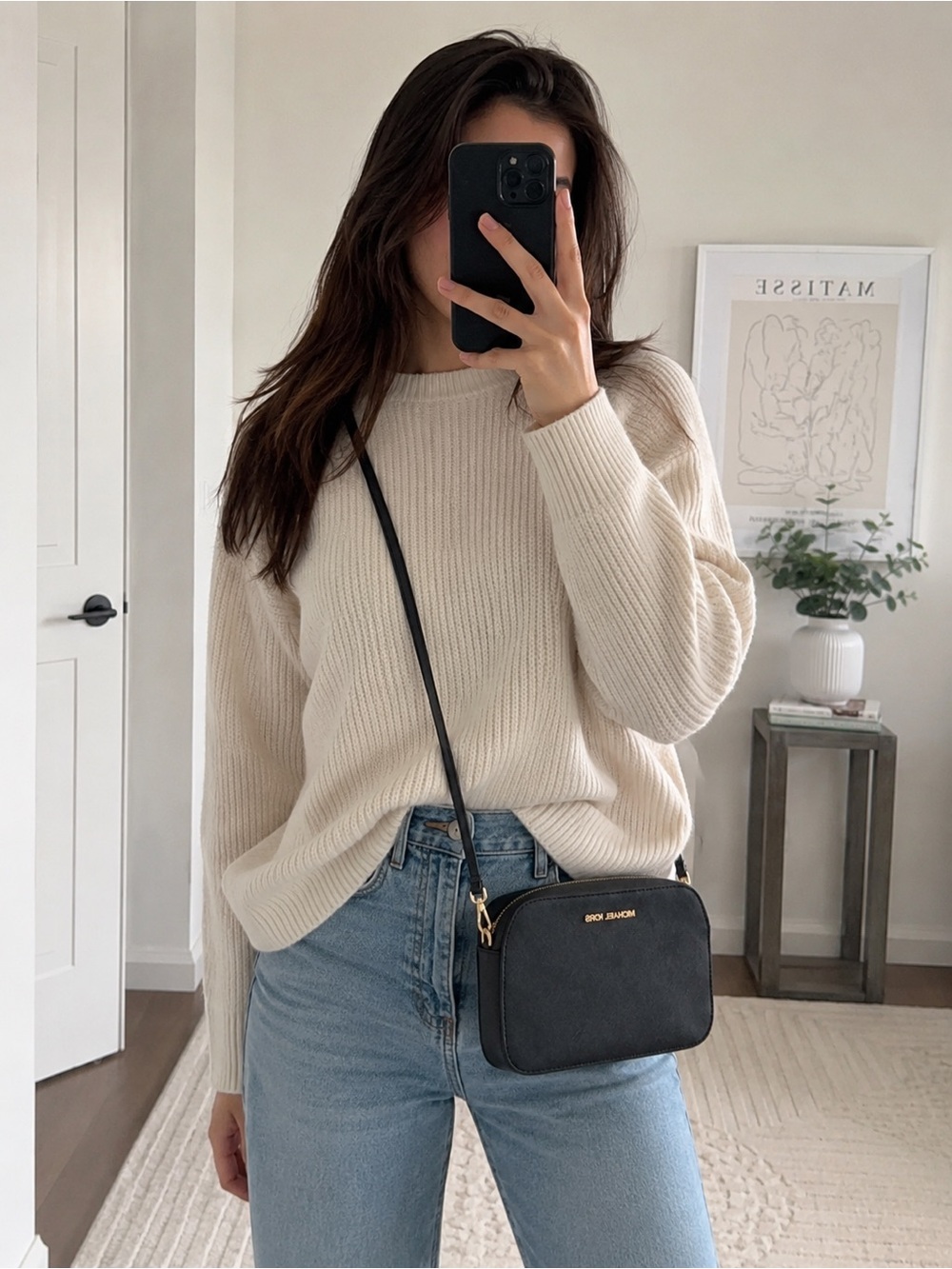 Michael Kors Black Crossbody Bag with Gold Logo